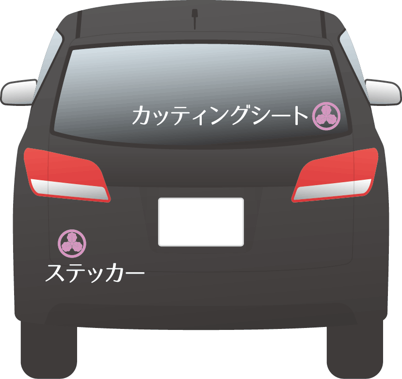 家紋をシール、ステッカー、カッティングシート作成のイメージ